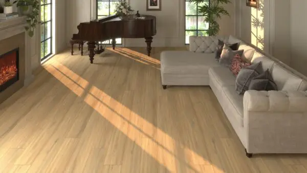 Harbour Oak LVT plank flooring in a light-filled living room