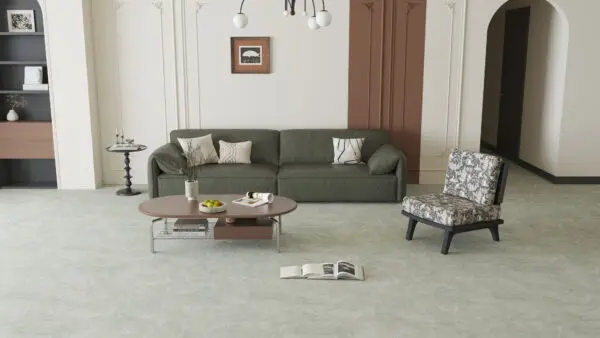 Sandstone SPC stone-effect flooring in a room setting