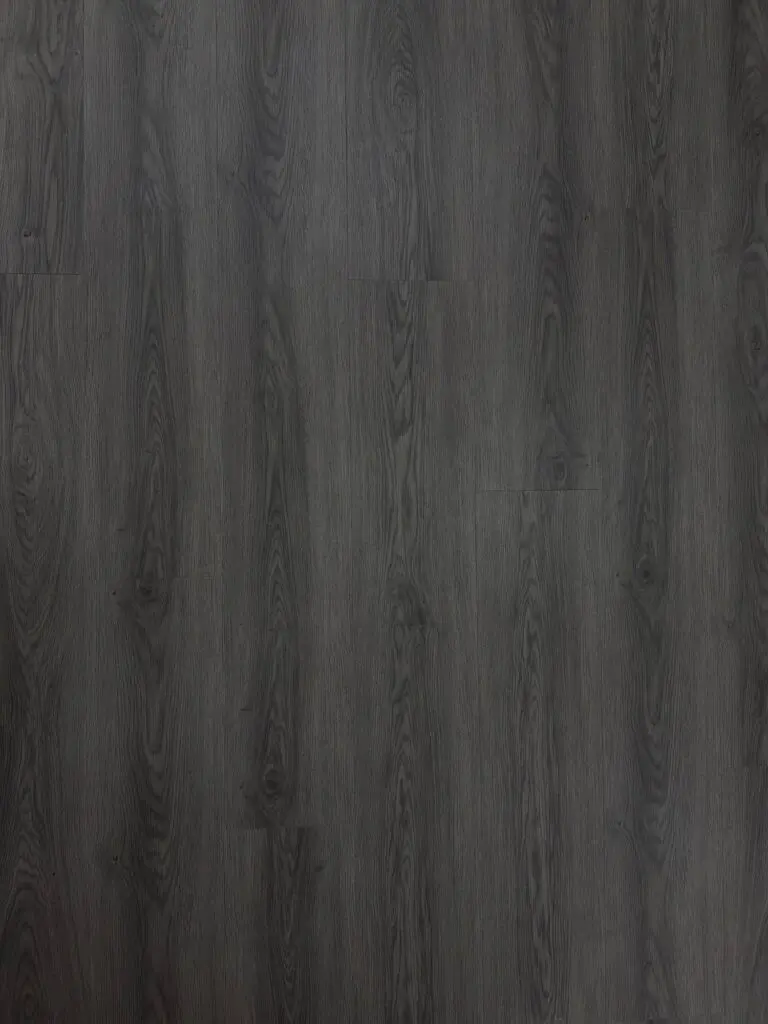 Bracken Ash LVT Plank – close-up photograph of the dark grey wood-effect plank surface